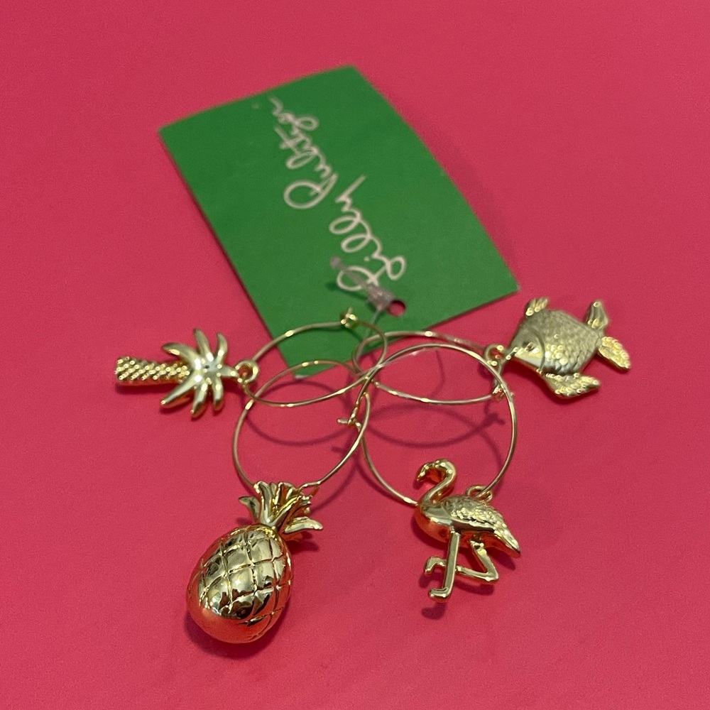 NWT Set of 4 Lilly Pulitzer wine glass charms